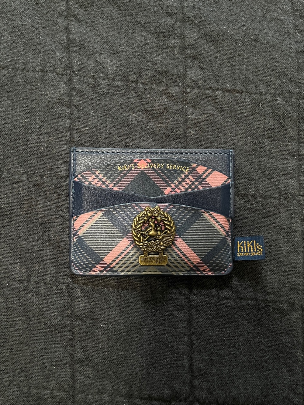 Kiki’s Delivery Service Navy & Pink Plaid Card Holder with Crest